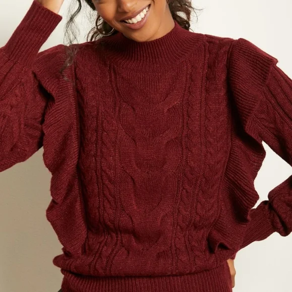 RW&Co. Ruffled Cable Knit Sweater - Picture 4 of 5